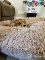 img 1 attached to Topmart Plush Calming Dog Bed: Anti-Anxiety Donut Cuddler For Small Dogs And Cats, Washable Faux Fur Cat Bed, 23" X 23" - Beige review by Jay Chowdhury