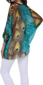 img 1 attached to Bohemian Floral Chiffon Blouse: Casual Batwing Hippie Semi Sheer Loose Tops By Nicetage