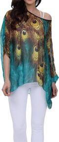 img 4 attached to Bohemian Floral Chiffon Blouse: Casual Batwing Hippie Semi Sheer Loose Tops By Nicetage