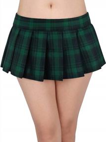 img 4 attached to HDE Women'S Plaid Schoolgirl Skirt Red Pleated Mini Dress