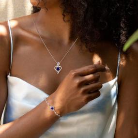 img 3 attached to Ожерелье с кулоном в форме сердца из стерлингового серебра - Agvana Fine Jewelry Подарок на День Святого Валентина с камнем по рождению для нее