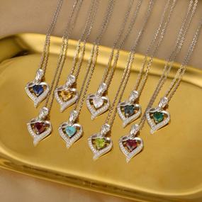 img 1 attached to Ожерелье с кулоном в форме сердца из стерлингового серебра - Agvana Fine Jewelry Подарок на День Святого Валентина с камнем по рождению для нее