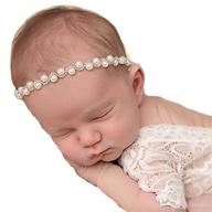 rqj baby soft rhinestone elastic headband: elegant infant pearl headwrap handcraft halo adorned with beaded crystal pearl wreath and diamante flower crown – perfect for newborns! logo