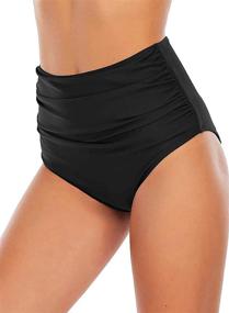 img 1 attached to High Waisted Ruched Bikini Bottoms For Women, Providing Full Coverage Swimwear Briefs By MarinaPrime