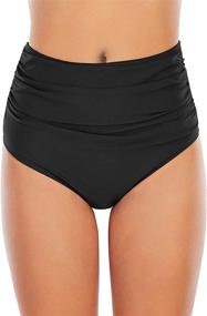 img 3 attached to High Waisted Ruched Bikini Bottoms For Women, Providing Full Coverage Swimwear Briefs By MarinaPrime