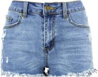 agutiun women's jeans shorts mid rise ripped tassel jeans frayed raw hem denim shorts for summer logo