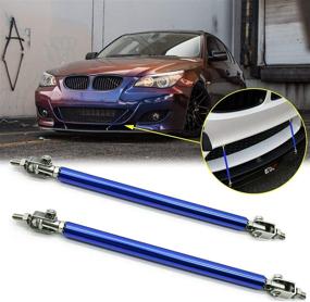 img 4 attached to 🔵 Xotic Tech 2pc Adjustable Front Bumper Lip Splitter Diffuser Strut Rod Tie Bars 6-9 inch - Enhances Most Vehicle Performance [Blue]