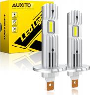 auxito 2023 upgraded h1 led bulb, 1:1 mini size no adapter required, 6500k white fanless and wireless h1ll conversion kit for hi/lo beam fog lights, plug and play, canbus ready, pack of 2 logo