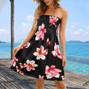 img 3 attached to Women'S Off Shoulder Strapless Tube Top Dress Floral Summer Beach Coverup Flowy Midi Dress