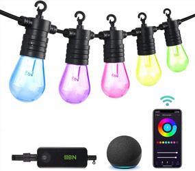 img 4 attached to HBN 24Ft Outdoor String Lights RGBW-Smart String Lights Color Changing, 12 Shatterproof Bulbs, 2.4 GHz Wi-Fi & Bluetooth App Control, Works With Alexa/Google Home, IP65 Waterproof-Patio/Party/Café