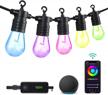 hbn 24ft outdoor string lights rgbw-smart string lights color changing, 12 shatterproof bulbs, 2.4 ghz wi-fi & bluetooth app control, works with alexa/google home, ip65 waterproof-patio/party/café logo