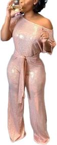 img 3 attached to 💃 Lucuna Womens Sequin Metallic Jumpsuit: Sparkling Women's Clothing at Jumpsuits, Rompers & Overalls Boutique