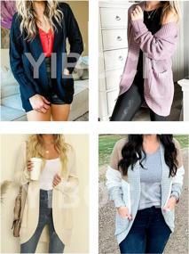 img 1 attached to Women'S Long Sleeve Waffle Knit Cardigan Sweater With Pockets - Open Front Outwear