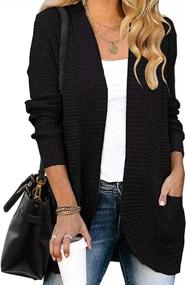 img 4 attached to Women'S Long Sleeve Waffle Knit Cardigan Sweater With Pockets - Open Front Outwear