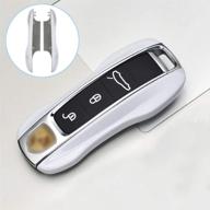 🔑 generic key fob cover for porsche cayenne 911 taycan panamera 2020 - keyless entry remote case - abs plastic key protector shell - white logo