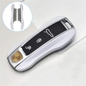 img 4 attached to 🔑 GENERIC Key Fob Cover for Porsche Cayenne 911 Taycan Panamera 2020 - Keyless Entry Remote Case - ABS Plastic Key Protector Shell - White