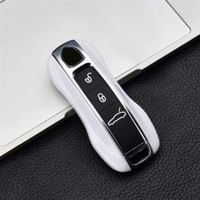img 2 attached to 🔑 GENERIC Key Fob Cover for Porsche Cayenne 911 Taycan Panamera 2020 - Keyless Entry Remote Case - ABS Plastic Key Protector Shell - White