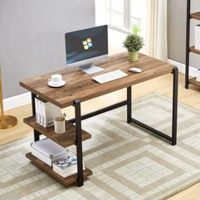 img 4 attached to Stay Organized And Efficient With FOLUBAN'S Modern 55-Inch Home Office Desk Featuring Versatile Storage Shelves