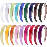 18pcs 0.79" satin non-slip headbands for women girls, diy plain hard hairband 18 colors logo