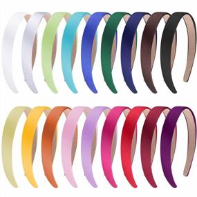 img 4 attached to 18Pcs 0.79" Satin Non-Slip Headbands For Women Girls, DIY Plain Hard Hairband 18 Colors