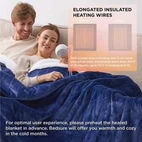 img 1 attached to Electric Fleece Blanket Queen Size By BEDSURE - Heated Blanket With 10 Heat Settings And 10 Time Settings, 8 Hour Auto Shut Off Timer, Navy Blue Color, Dual Control For Couples (84×90 Inches)