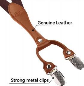 img 1 attached to Mens Leather Suspenders With 6 Strong Clips - 2.5CM Wide - Alizeal