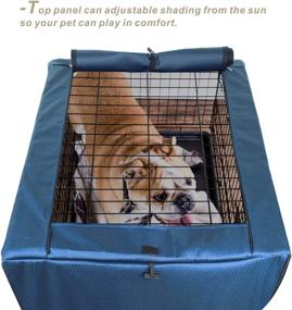 img 2 attached to Premium Heavy-Duty Lattice Dog Crate Cover for 42-inch Wire Cages, Compatible with 1 2 3 Doors – Explore Land (Blue)