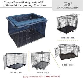 img 1 attached to Premium Heavy-Duty Lattice Dog Crate Cover for 42-inch Wire Cages, Compatible with 1 2 3 Doors – Explore Land (Blue)