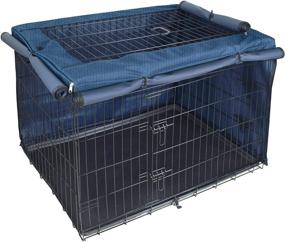 img 4 attached to Premium Heavy-Duty Lattice Dog Crate Cover for 42-inch Wire Cages, Compatible with 1 2 3 Doors – Explore Land (Blue)