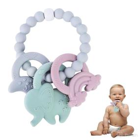 img 4 attached to 👶 Teething Toys for Babies 36M- | Silicone Teether Bracelet with Textures for Sucking Needs | Teethers Toys 36M-