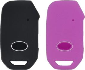 img 4 attached to LemSa 2Pcs Silicone Keyless Entry Remote Car Smart Key Fob Cover Case Shell for KIA Telluride Seltos Soul Forte GT EX Sportage Sorento Cerato NIRO 95440-S9000 95440-Q5000, Black/Purple, 2021-2019 Models