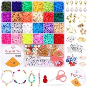 img 4 attached to 5546 Pcs Flat Beads Kit,CGBOOM 24 Colors Flat Round Polymer Clay Spacer Beads, 6Mm Clay Beads Set With Alloy Beads, Pendant Charms For Bracelets Necklace Jewelry Making,Ideal Christmas Gift