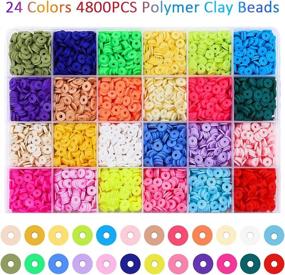 img 3 attached to 5546 Pcs Flat Beads Kit,CGBOOM 24 Colors Flat Round Polymer Clay Spacer Beads, 6Mm Clay Beads Set With Alloy Beads, Pendant Charms For Bracelets Necklace Jewelry Making,Ideal Christmas Gift