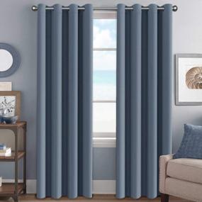 img 4 attached to Premium Blackout Thermal Insulated Room Darkening Curtains By H.VERSAILTEX - Grommet Top, Stone Blue, 52X84 Inch Set Of 2 Panels