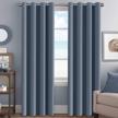 premium blackout thermal insulated room darkening curtains by h.versailtex - grommet top, stone blue, 52x84 inch set of 2 panels logo