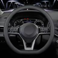 🚗 luxurious black nappa leather d shape car steering wheel cover – 15 inch universal fit логотип