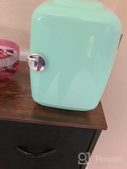 img 1 attached to CROWNFUL 4L Mini Fridge For Skin Care, Cosmetics, Food - Portable Cooler And Warmer For Bedroom, Office, Car, And Dorm (Blue) review by Brandon Carr