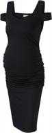 coolmee maternity dress women's casual v neck sleeveless solid color ruched knee-length maternity dresses logo