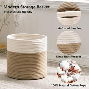 img 3 attached to Organize Your Home In Style With Woven Cotton Rope Farmhouse Storage Baskets - 3 Pack, 11 Inches Round And Cube, Perfect For Clothes, Toys, And Nursery Decor!