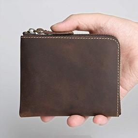 img 1 attached to Boshiho Men'S Crazy Horse Leather Wallet With Zipper Closure - Compact Credit Card Holder, Coin Purse, And Change Wallet (Coffee Brown)