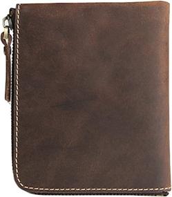 img 4 attached to Boshiho Men'S Crazy Horse Leather Wallet With Zipper Closure - Compact Credit Card Holder, Coin Purse, And Change Wallet (Coffee Brown)