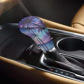 img 3 attached to 🌴 Enhance Your Car Interior with TOADDMOS 3Pcs Hawaiian Purple Blue Sunset Beach Palm Tree Print Steering Wheel Covers and More!