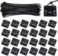 🔗 viaky 240-pack black zip ties and mounts: 8 inch self-locking nylon cable ties with adhesive-backed mounts and screw hole anchor wire tie base логотип