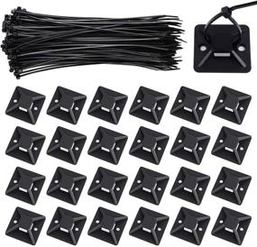 img 4 attached to 🔗 Viaky 240-Pack Black Zip Ties and Mounts: 8 Inch Self-Locking Nylon Cable Ties with Adhesive-Backed Mounts and Screw Hole Anchor Wire Tie Base