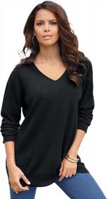 img 4 attached to Roamans Women'S Plus Size V-Neck Fine Gauge Drop Needle Sweater