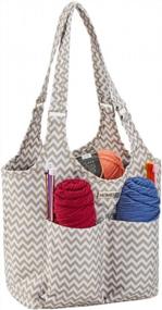 img 4 attached to Large Ripple Yarn Storage Tote With 4 Outer Pockets - Ideal For Craft Supplies And Organization By HOMEST