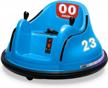 kidzone 6v electric ride on bumper car for kids & toddlers 1.5 - 5 years old, diy sticker baby bumping toy gifts w/remote control, led lights & 360 degree spin, astm certified 6 logo