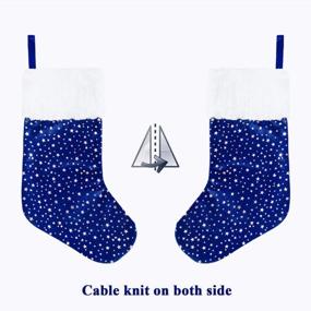 img 2 attached to LimBridge Christmas Stockings, 6 Pack 18 Inches Glitter Golden Star Print With Plush Cuff, Classic Stocking Decorations For Whole Family, Blue And Silver