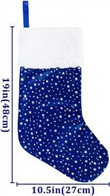img 3 attached to LimBridge Christmas Stockings, 6 Pack 18 Inches Glitter Golden Star Print With Plush Cuff, Classic Stocking Decorations For Whole Family, Blue And Silver