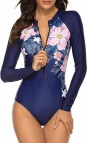 img 4 attached to Runtlly Womens Athletic Training Long Sleeve One Piece Swimsuits Surfing Swimwear Bathing Suit UPF 50+